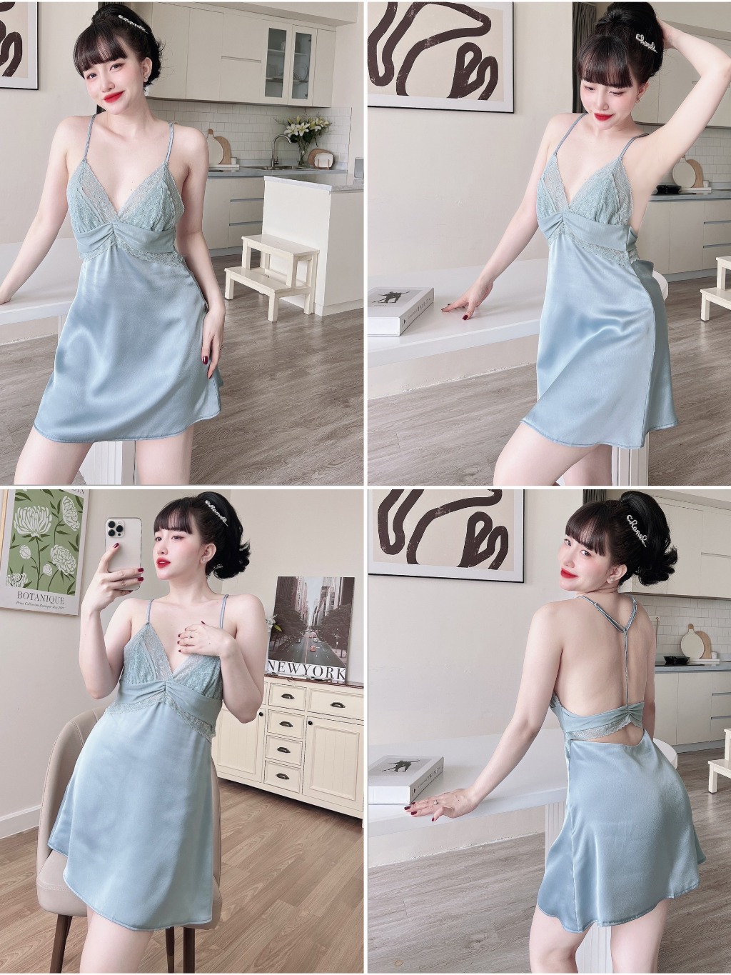 Váy Ngủ Nữ Chữ T Satin SOJUN Dưới 60Kg - Sexy & Mát Mẻ Chỉ 89K
