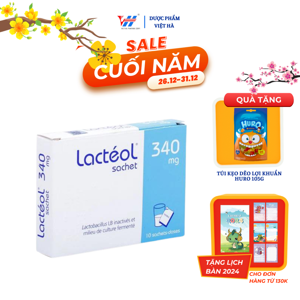 Men vi sinh LACTEOL - Pháp giúp ổn định hệ tiêu hóa , hộp (10 gói ...