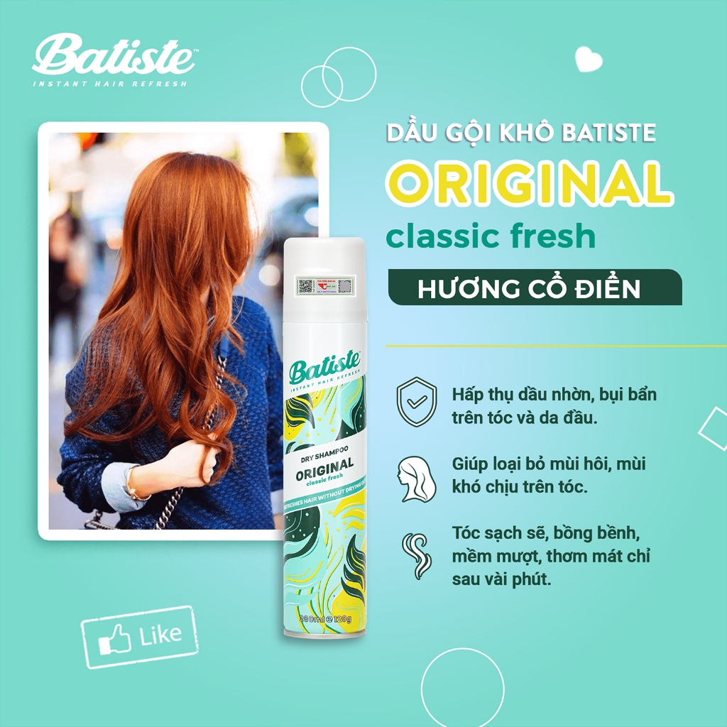 Ảnh Dầu Gội Khô Hương Cổ Điển Batiste Dry Shampoo Clean & Classic Original 200ml 3