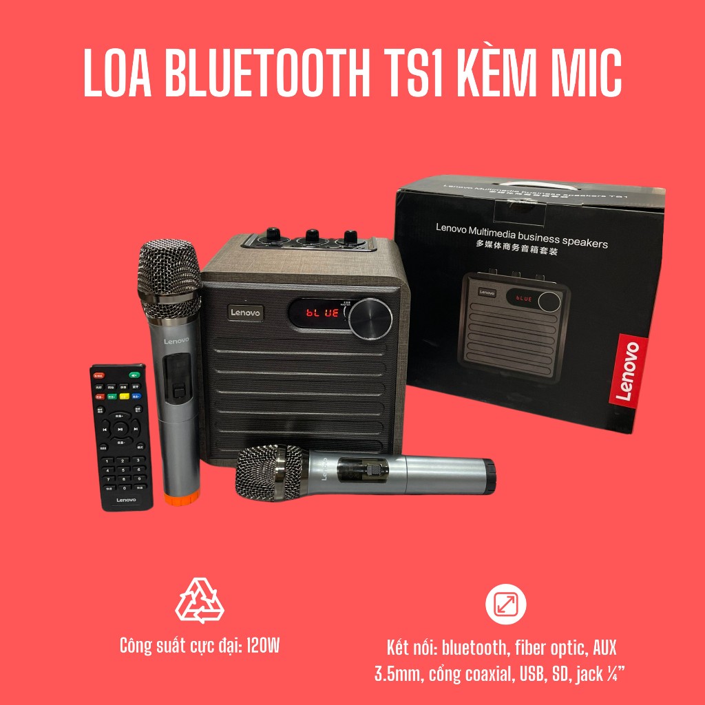 Loa Buetooth Le.no.vo TS1 kèm 2 Mic Hát Không Dây, Công Suất 120W ...