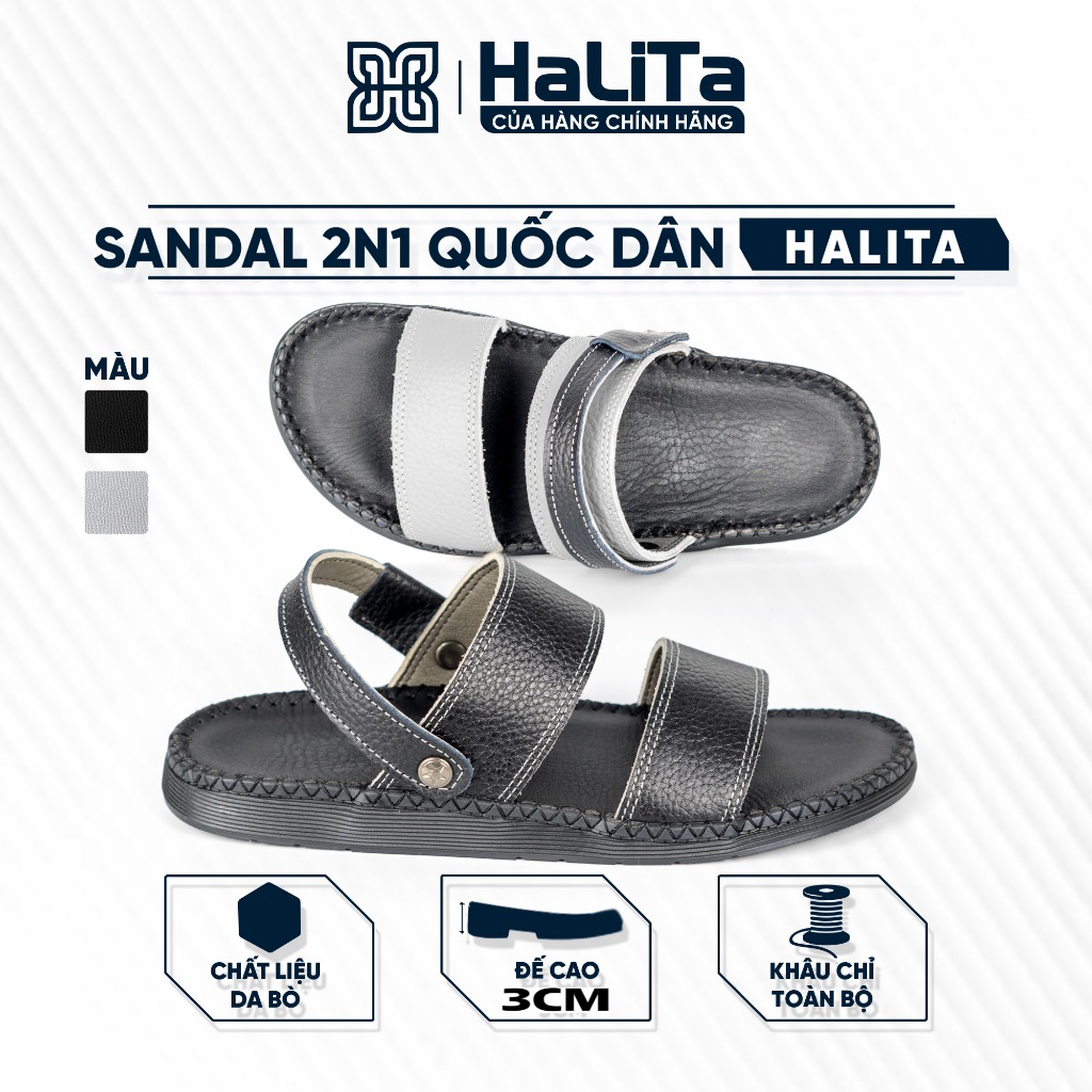 Dép Sandal Quốc Dân Halita, đế nhẹ và khâu chỉ toàn bộ.
