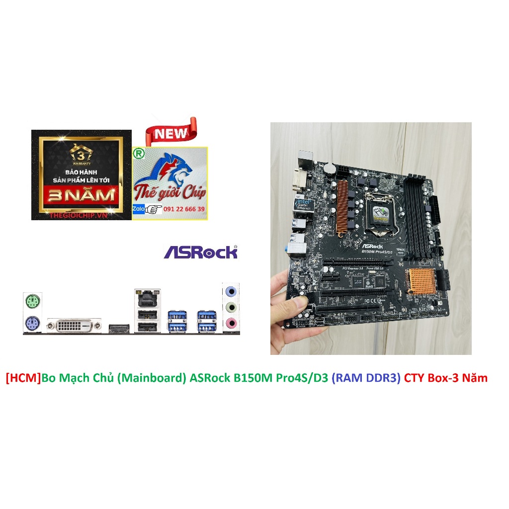 [HCM]Bo Mạch Chủ (Mainboard) ASRock B150M Pro4S/D3 (CTY Box-3 Năm ...