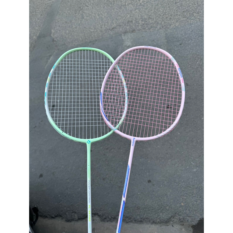 Vợt cầu lông Kumpoo PC99 Pro Hồng-Trắng-Xanh cốm (tặng cước+quấn cán ...
