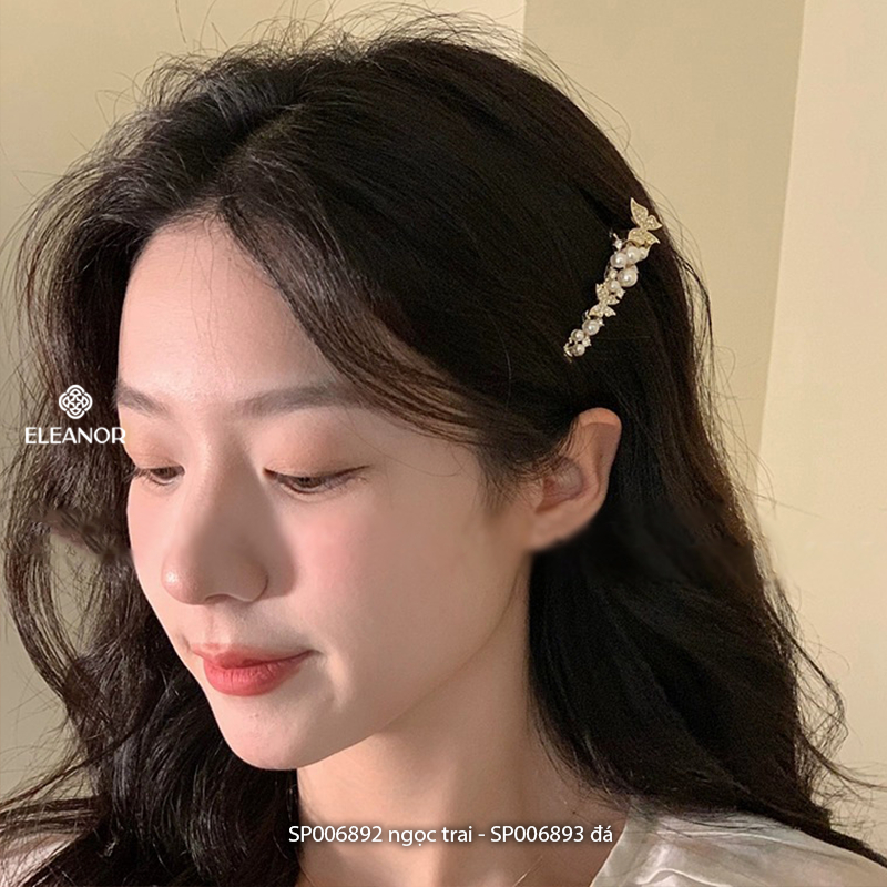 Kẹp tóc nữ Eleanor Accessories hình hồ điệp đính đá kẹp tóc mái ngọc trai nhân tạo phụ kiện tóc 6892