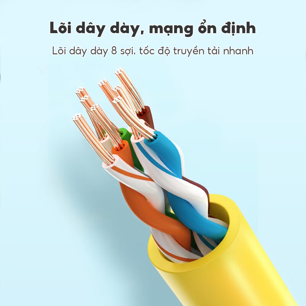Cáp Mạng Có Đầu Bấm Sẵn (Màu Vàng) 10M