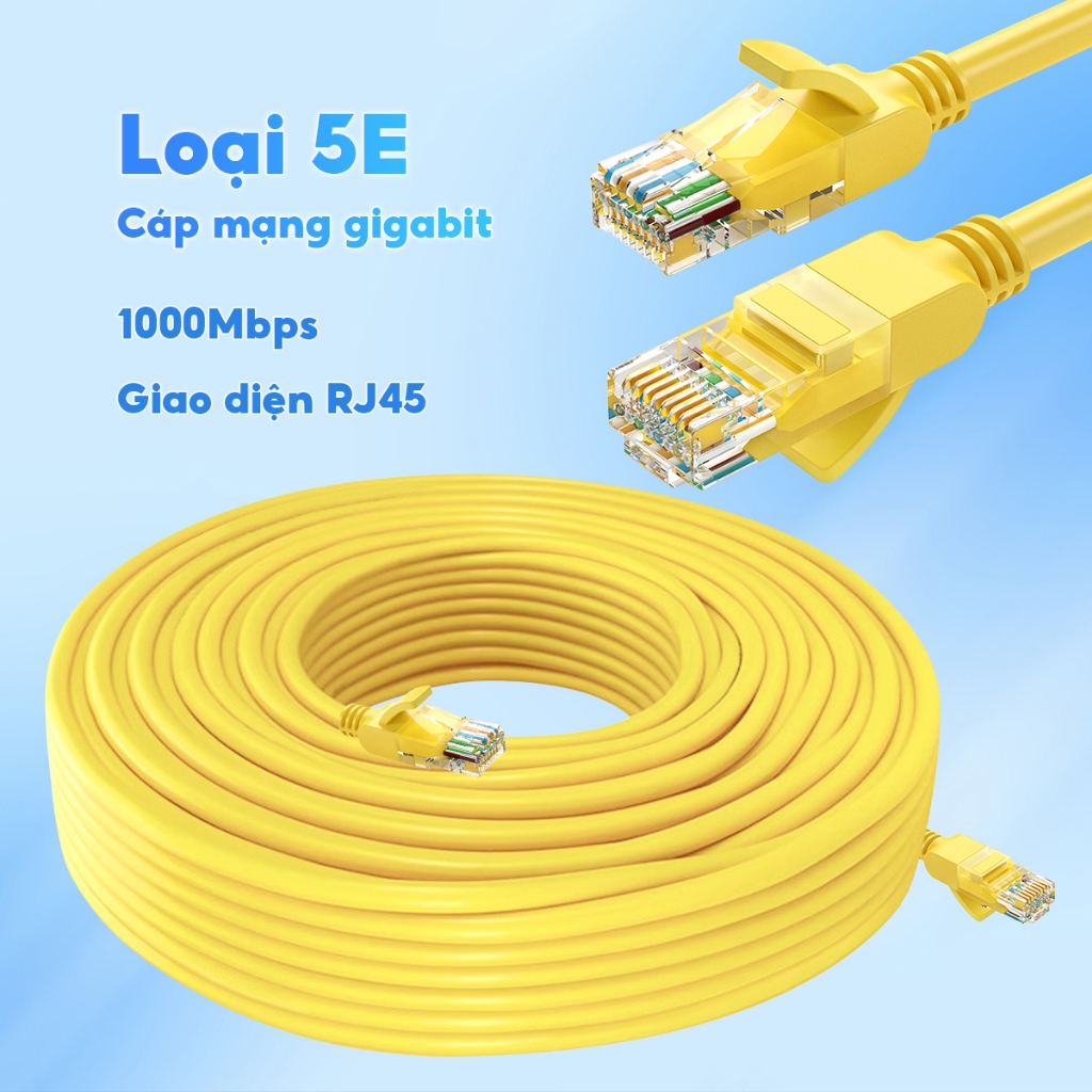 Cáp Mạng Có Đầu Bấm Sẵn (Màu Vàng) 10M