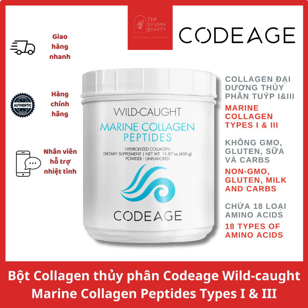 Bột Collagen thủy phân Codeage Wild-caught Marine Collagen Peptides ...