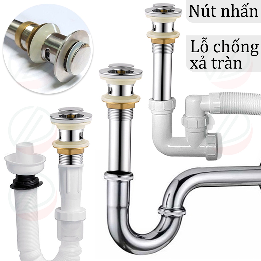 Bộ Xả Lavabo Xi Phông Thoát Nước Nhiều Loại Inox Và Nhựa - Kiểu nút ...