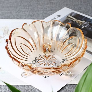 Đĩa Thuỷ Tinh 3 Chân Màu Vàng Cao Cấp Sang Trọng