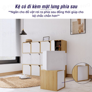 Kệ Sách Gỗ Tổ Ong Decor Linh Động FIVO FB02, Các Ô Tách Rời Di Chuyển Dễ Dàng, Có Kèm Tấm Lưng, Hộc Tủ Rộng Rãi