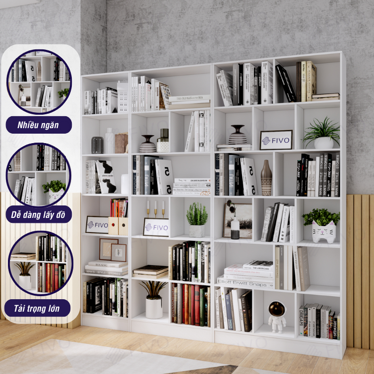 Ảnh Kệ Sách Đứng Thông Minh FIVO Mẫu FB70, Tấm Lưng Chắc Chắn, Tặng Phụ Kiện Lắp Ráp (40x24x179cm) 3