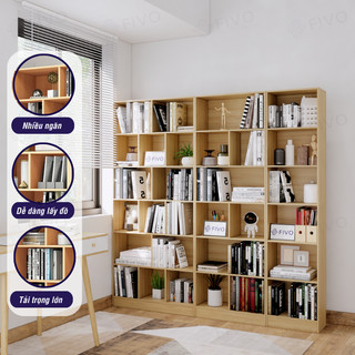 [Freeship Toàn Quốc] Tủ Kệ Sách Gỗ Để Sàn FIVO FB70 Lắp Ráp Đơn Giản, Tấm Lưng Chắc Chắn, Decor Linh Hoạt (60x24X178cm)