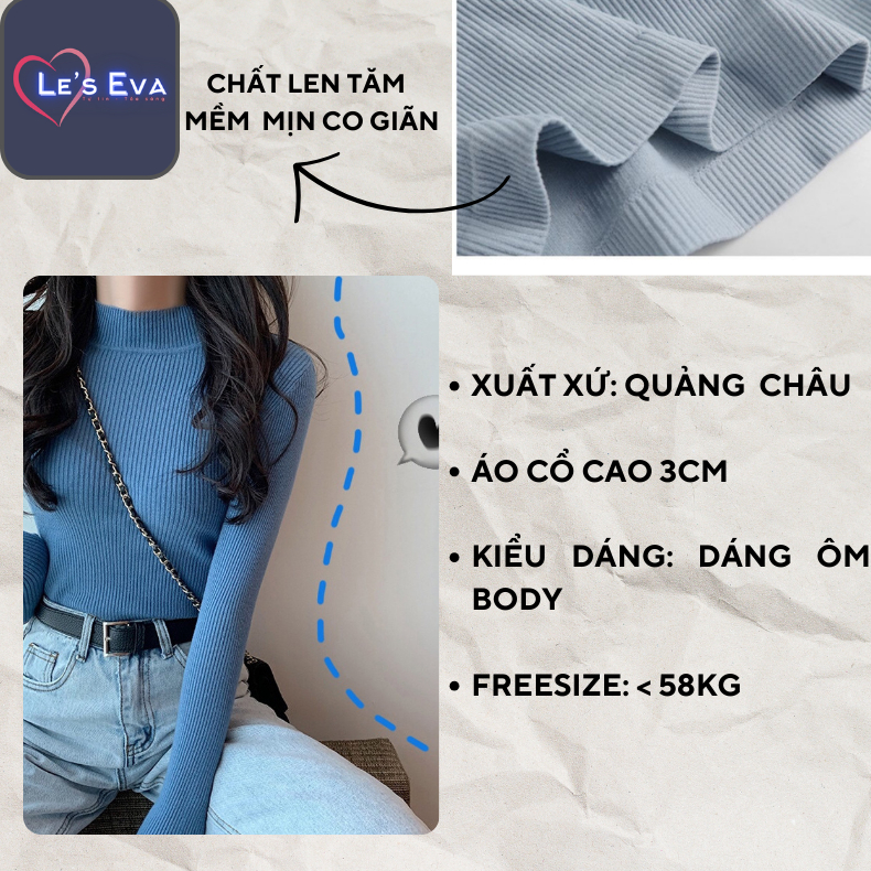 Áo Len Tăm Cổ 3 phân ôm body Giữ Nhiệt Cho Nữ, nhiều màu Cao Cấp AL01