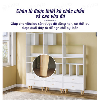 [Freeship Toàn Quốc] Tủ Sách Gỗ Lắp Ráp 5 Tầng FB61 FIVO, 4 Chân Thông Thoáng Dễ Vệ Sinh, Hộc Tủ Tiện Ích