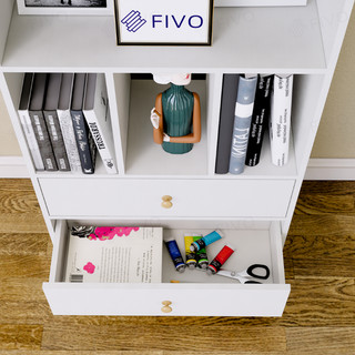 [Freeship Toàn Quốc] Tủ Sách Gỗ Lắp Ráp 5 Tầng FB61 FIVO, 4 Chân Thông Thoáng Dễ Vệ Sinh, Hộc Tủ Tiện Ích