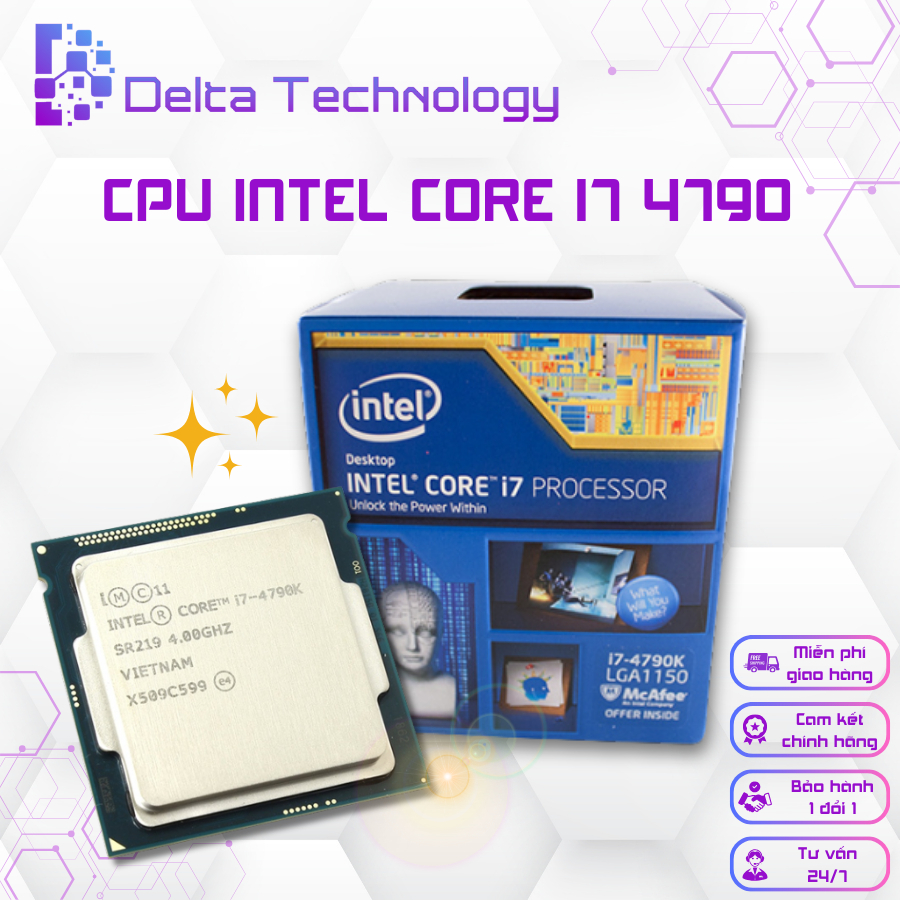 CPU Intel Core i74790K Tốc độ Upto 4.4Ghz, 4 nhân 8 luồng, 8MB Cache, 88W Socket LGA 1150