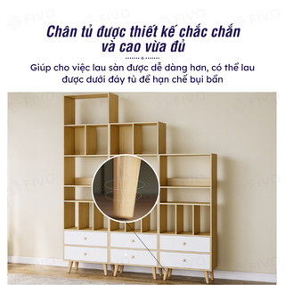 Combo 3 Tủ Sách Đứng Đa Năng FIVO FB61 Cao Cấp, Chất Liệu Gỗ MDF Cao Cấp, Dễ Dàng Lắp Ráp, Phù Hợp Mọi Không Gian