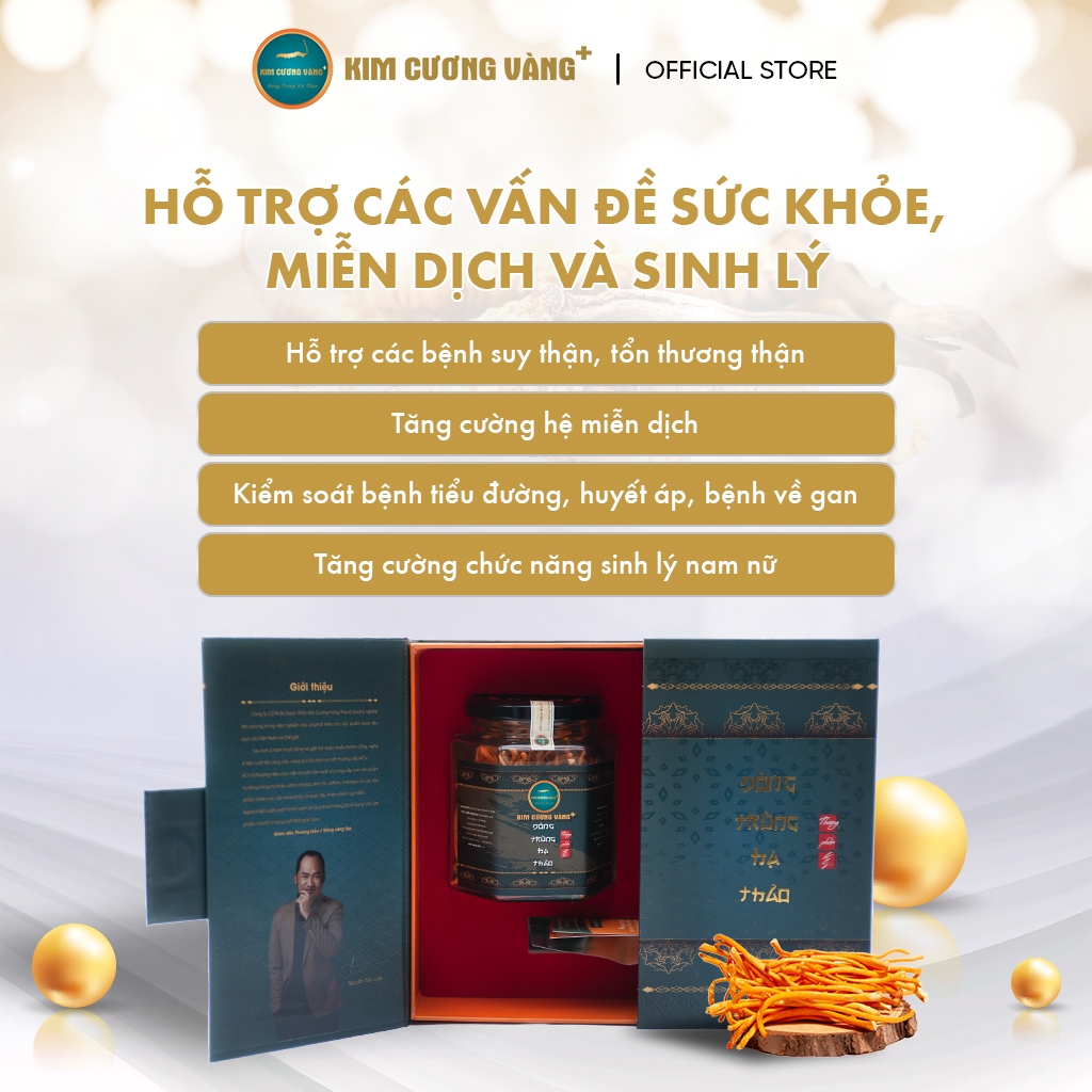Ảnh Combo Đông Trùng Hạ Thảo Thượng Phẩm Kim Cương Vàng Hỗ Trợ Đề Kháng Chống Suy Nhược Chính Hãng 2 Lọ x 15gram 4