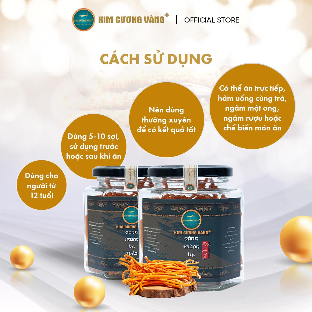 Ảnh Combo Đông Trùng Hạ Thảo Thượng Phẩm Kim Cương Vàng Hỗ Trợ Đề Kháng Chống Suy Nhược Chính Hãng 2 Lọ x 15gram 3
