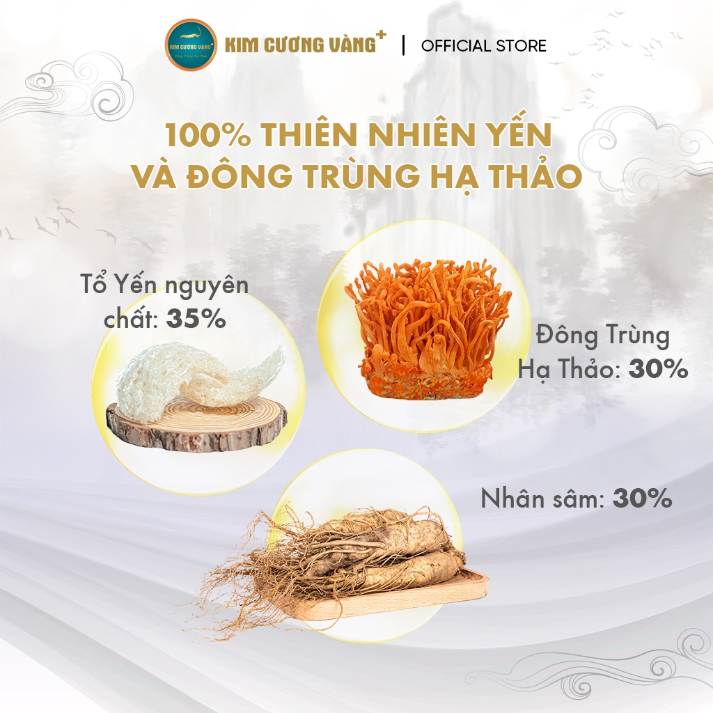 Ảnh Yến Chưng Nhân Sâm Đông Trùng Hạ Thảo Bồi Bổ Cơ Thể Dưỡng Da (6 Lọ/Hộp) - Kim Cương Vàng Plus 3
