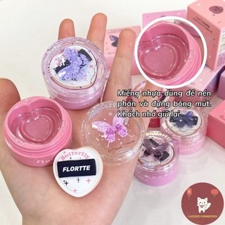 [FLORTTE] Phấn Má Hồng Dạng Kem Xốp FLORTTE Kèm bông mút tán mềm mịn, Blink Blink Butterfly Airy Cream