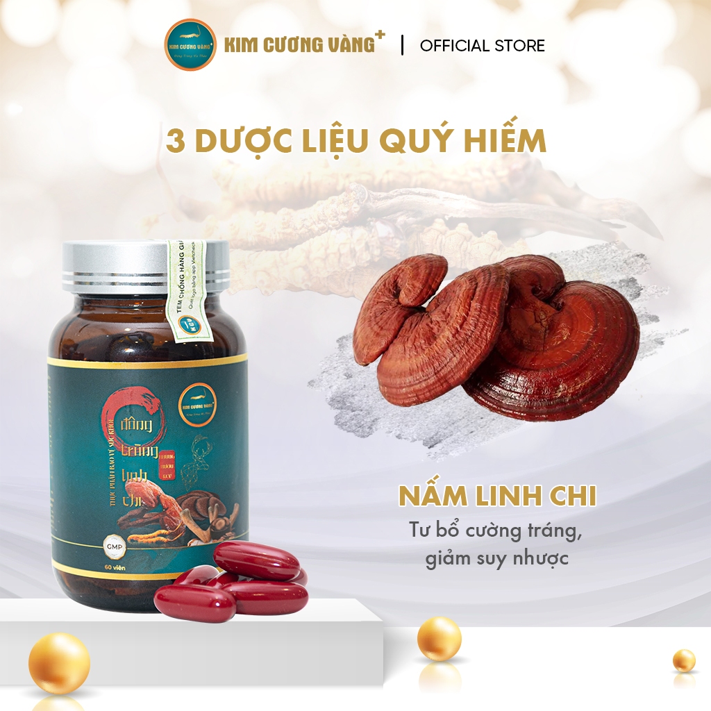 Ảnh Viên Uống Đông Trùng Linh Chi Nhung Hươu Kim Cương Vàng - Tăng Cường Đề Kháng, Bồi Bổ Cơ Thể 60 viên 4