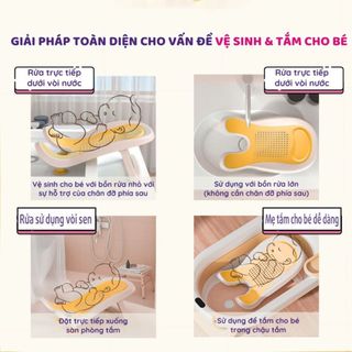 {KAIDOKIDS} Ghế đa năng 2in1 rửa mông, tắm sơ sinh có chân tự đứng gập gọn, sử dụng như lưới tắm.
