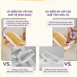 {KAIDOKIDS} Ghế đa năng 2in1 rửa mông, tắm sơ sinh có chân tự đứng gập gọn, sử dụng như lưới tắm.