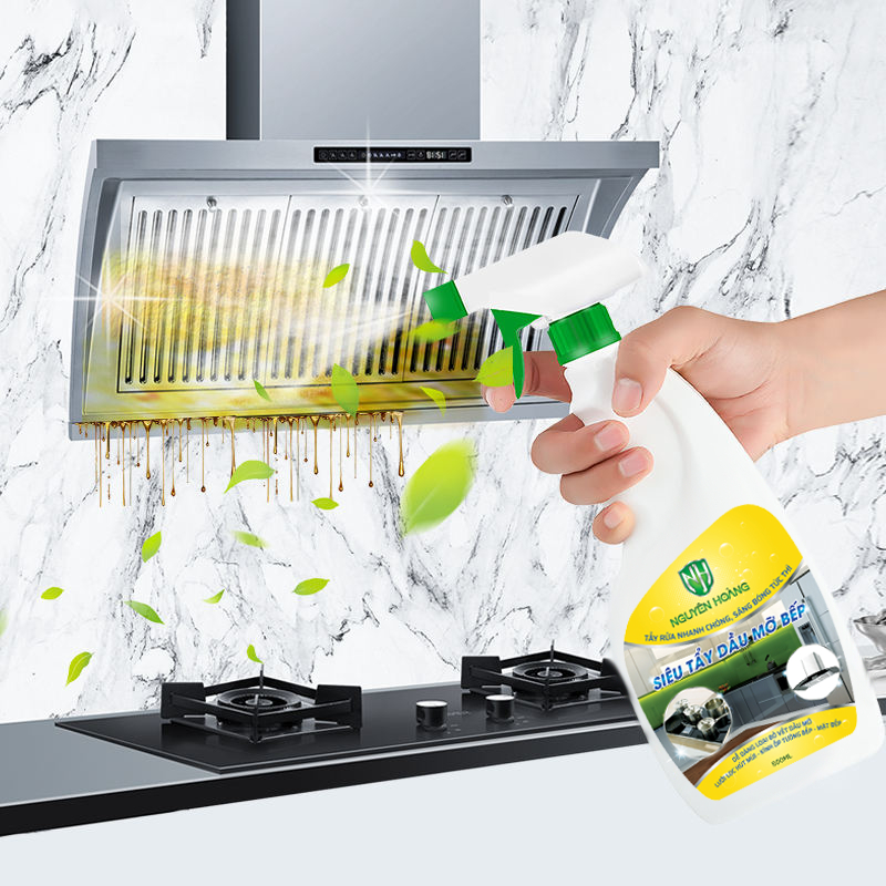 Tẩy dầu mỡ,tẩy nhà bếp, tẩy hút mùi, bếp gas, bếp từ, đáy xoong, đáy chảo Nguyên Hoàng. Chai 500ml