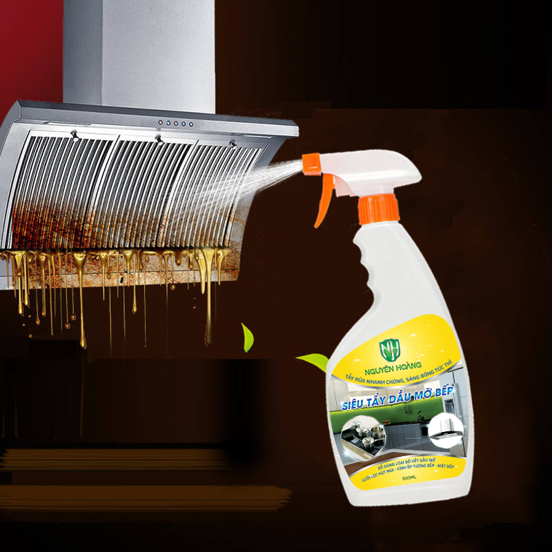 Tẩy dầu mỡ,tẩy nhà bếp, tẩy hút mùi, bếp gas, bếp từ, đáy xoong, đáy chảo Nguyên Hoàng. Chai 500ml