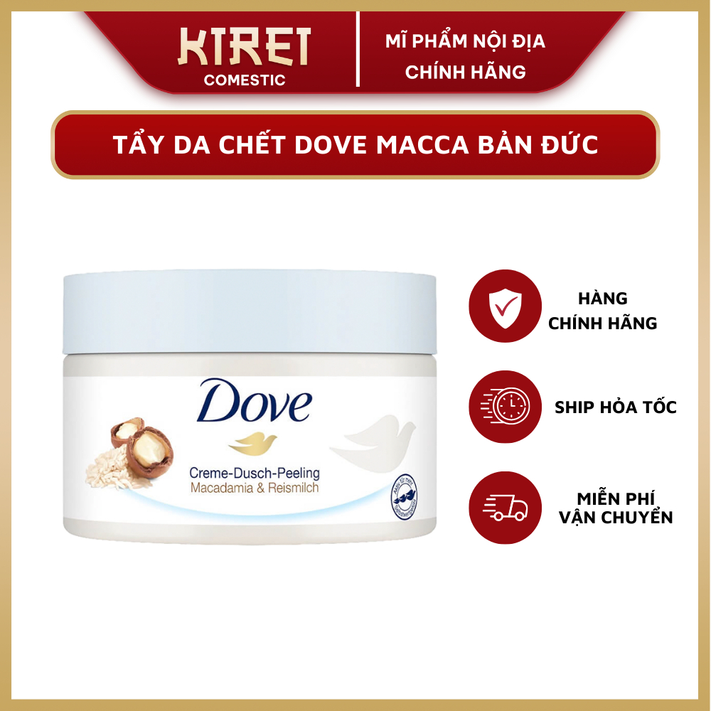 Tẩy da chết Body toàn thân Dove Lựu đỏ, macca, ttbc sáng da mờ thâm ...