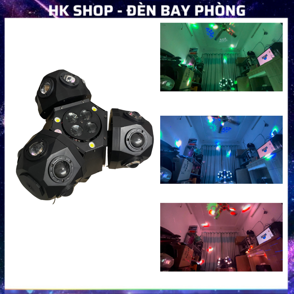 Đèn Moving 18 Mắt 3 Đầu Đảo Xoay 3in1 (Led + Laser) Hàng Chính Hãng dùng cho Bar , Karaoke , Pub , Loại mới nhất 2024