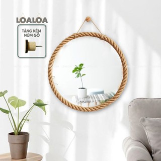 Gương trang điểm viền dây thừng, gương tròn treo tường decor homstay, spa, nail cực kì sang trọng độc lạ