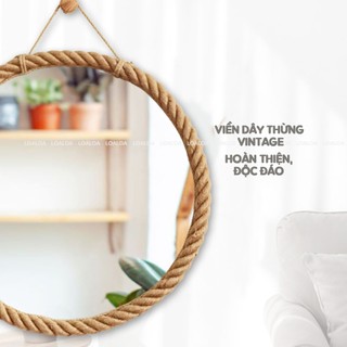 Gương trang điểm viền dây thừng, gương tròn treo tường decor homstay, spa, nail cực kì sang trọng độc lạ