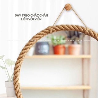 Gương trang điểm viền dây thừng, gương tròn treo tường decor homstay, spa, nail cực kì sang trọng độc lạ