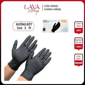 Bao Tay Cao Su Đen Y Tế Không Bột Găng Tay Đen Siêu Dai Sử Dụng Trong Tóc Spa Phun Xăm Thẩm Mỹ PXTM
