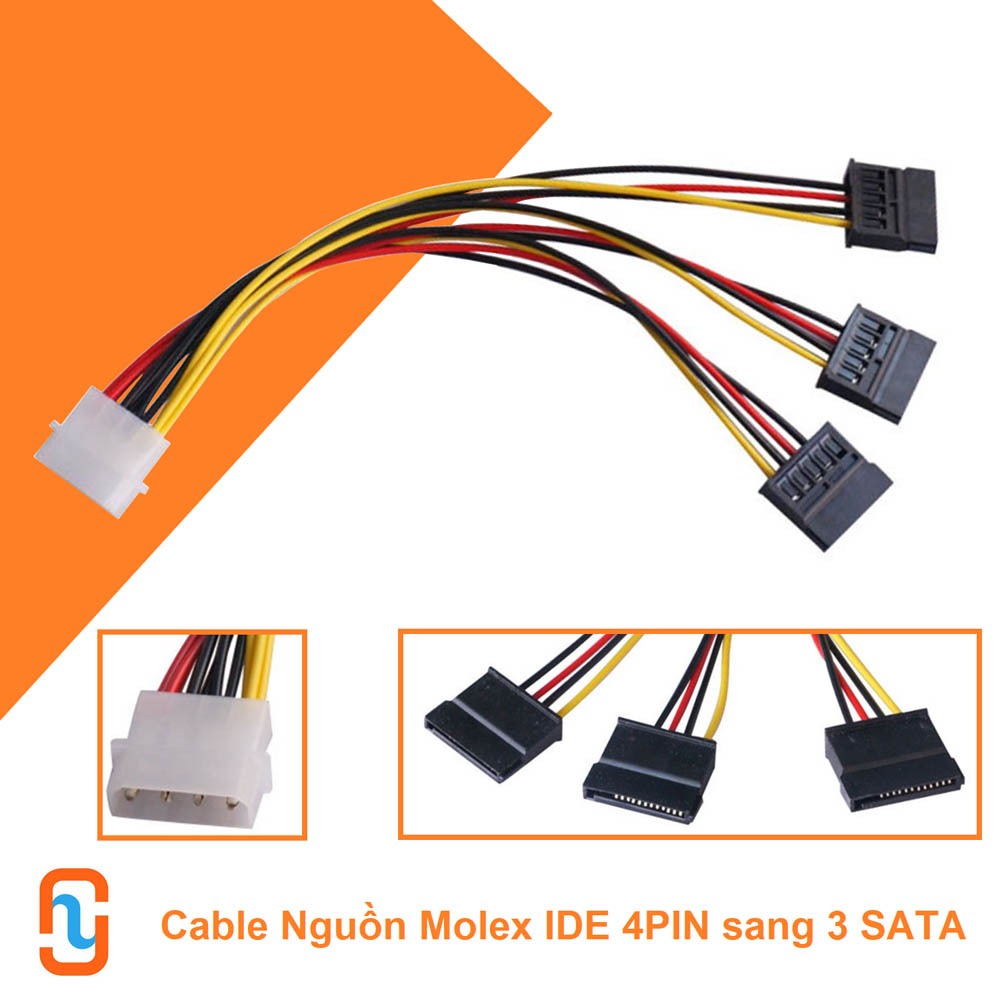 CÁP NGUỒN MOLEX IDE 4PIN SANG 3 SATA | Shopee Việt Nam