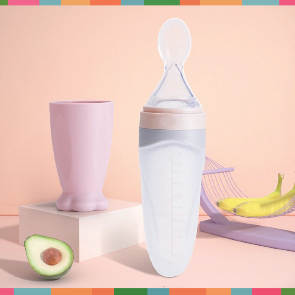 Bình Thìa Bón Ăn Dặm 90ml Cho Bé - Bình Thìa Silicon Cho Bé Đậu Đậu Store