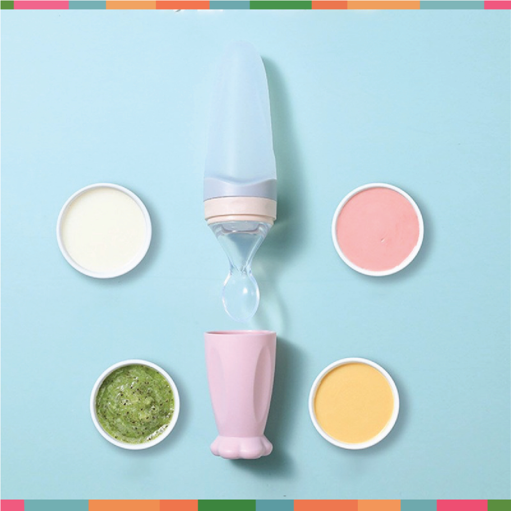 Bình Thìa Bón Ăn Dặm 90ml Cho Bé - Bình Thìa Silicon Cho Bé Đậu Đậu Store
