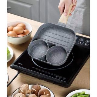 Chảo  chống dính dùng được tất cả loại bếp, Chảo vân đá  chống dính chiên trứng làm bánh 4 ô và 3 ô