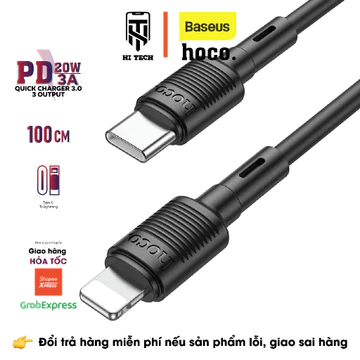 Dây Sạc Hoco X83, Cáp Sạc Nhanh 20W, Dây Sạc Nhanh 20W Sạc Nhanh 3A, Cáp Sạc Hoco Bọc Dù Dài 1m