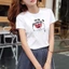 Áo thun nữ tay ngắn cổ tròn in hình chú chó chibi xinh xắn