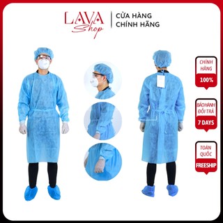 PXTM Áo Choàng Y Tế Bằng Vải Không Dệt Dùng Một Lần Bảo Vệ An Toàn Áo Trắng kèm nón