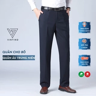 Quần Trung Niên VINTINO Quần Âu Nam Trung Tuổi Ống Xuông Rộng Công Sở Vải Dày Dặn Có Size Lớn QRE