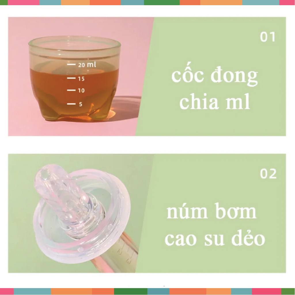 Dụng cụ bơm, Ống bón thuốc, nước hoa quả, bơm sữa cho bé - Hình chú Ếch Siêu dễ thương cho bé Đậu Đậu Store