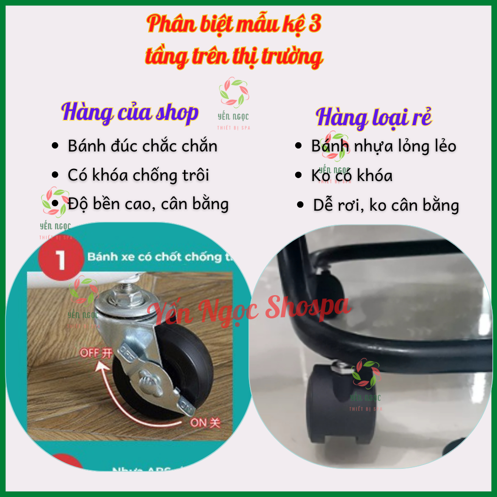 Xe đẩy nhựa spa 3 tầng | Kệ nhựa đựng đồ đa năng