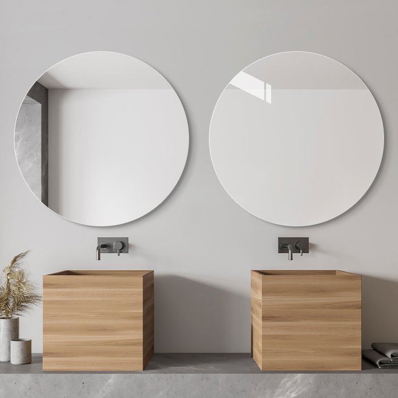 Gương không viền dán tường decor - gương tròn phòng tắm không viền decor dán tường