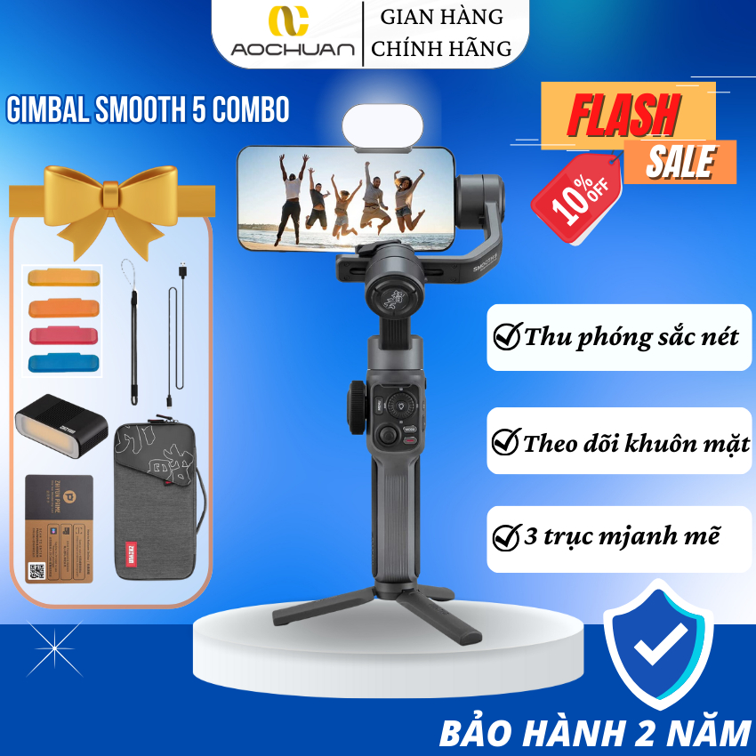 Gimbal chống rung điện thoại AOCHUAN Smooth 5S Combo,Tay cầm chống rung ...