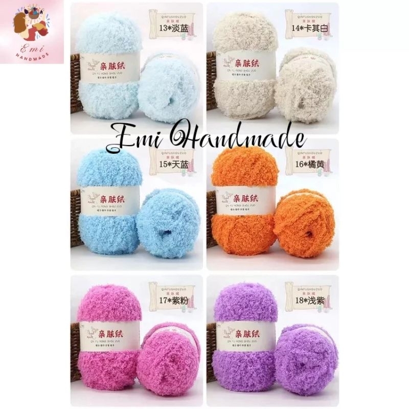 Bông xù bảng màu siêu cute lông cừu siêu mịn màng, êm ái, ấm áp đan móc chăn, áo, mũ, khăn cực thích 50g