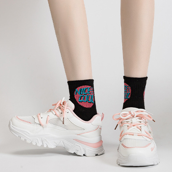 Giày thể thao nữ màu trắng hồng mẫu BCV-FW03 dùng đi học đi làm chạy bộ, giày Sneaker nữ chính hãng WARRIOR